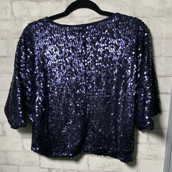 Blue sequins crop shirt - Picture 3 of 8